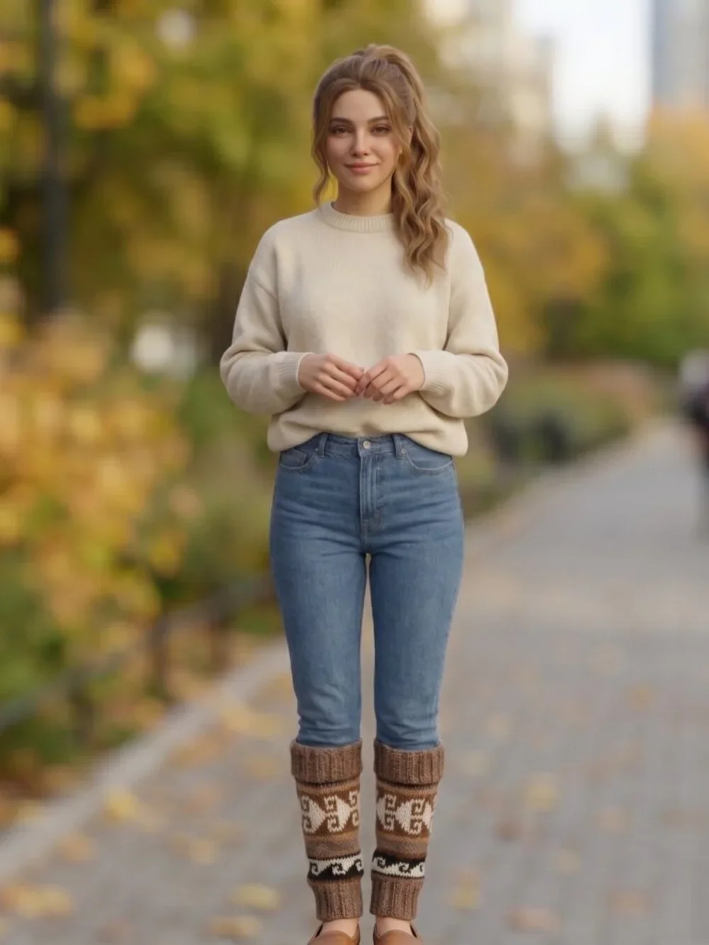 Warm Alpaca Wool Booties with Andean Designs for Winter